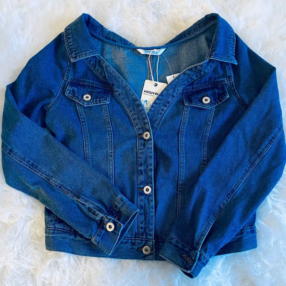 off the shoulder denim jacket